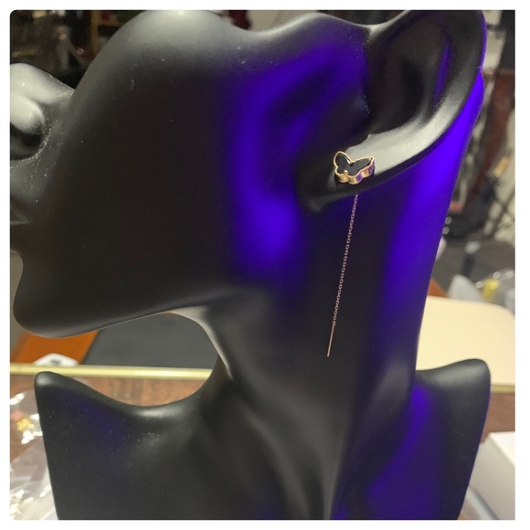 18k Solid Gold Butterfly Earrings - Picture 2 of 6